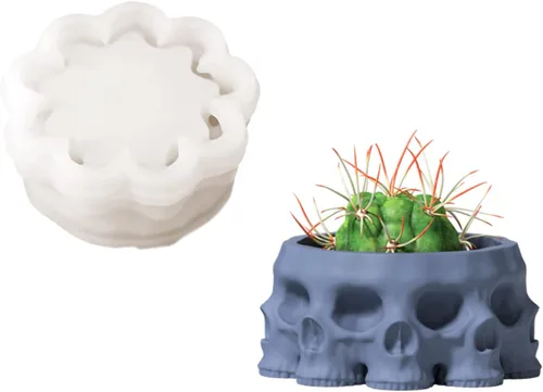 Nicole - Moldes de silicona para hormigón, diseño de calavera 3D, para suculentas, maceta de bricolaje, decoración del hogar, cactus para SH0861