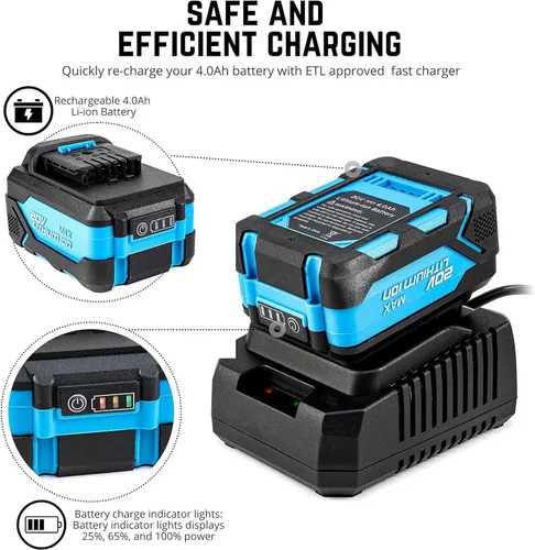 Miniatura 3 de NEIKO 10882A Taladro de Martillo Giratorio Inalámbrico, Incluye Batería Recargable de 20 V Li-ion, Cargador Rápido, Taladro de Martillo SDS Plus