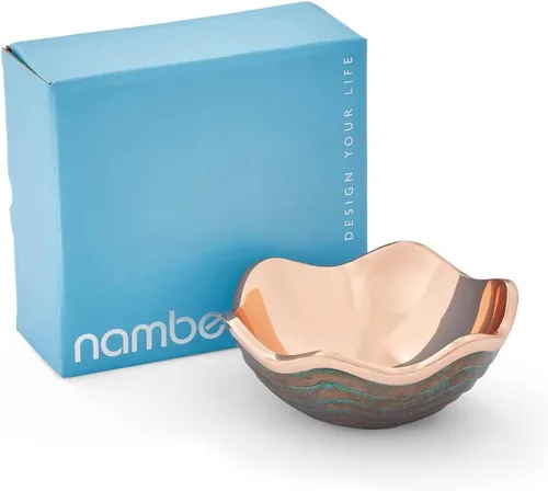 Miniatura 3 de Tazón Nambé Copper Canyon – Tazón decorativo de cobre con acento de 4.5 pulgadas y pátina verdegris, diseño escultórico de borde festoneado