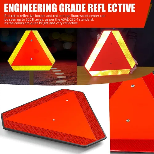 Miniatura 2 de Señal de seguridad del vehículo de movimiento lento, letrero triangular de vehículo de movimiento lento, plástico de 14 x 16 pulgadas, reflectante