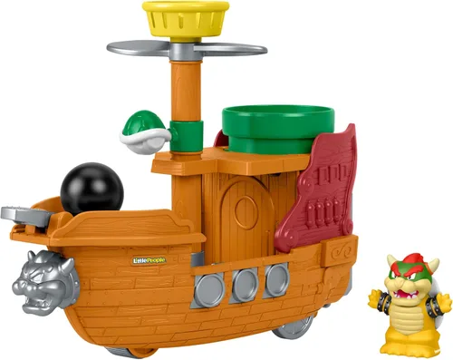 Fisher-Price Little People - Juego de dirigible My Mario Bowser con figura para preescolar para niños a partir de 18 meses