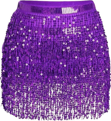 Sequin Belly Dance Hip Scarf Women Girls Sparkly Carnival Festival Party Costumes Outfit Space Cowgirl