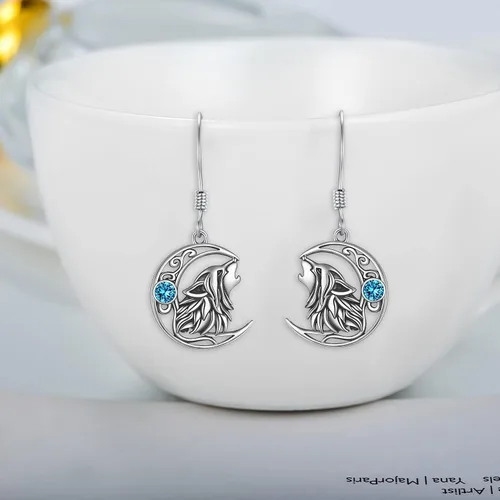 Miniatura 33 de POPKIMI Bonitos aretes colgantes de animales, joyería de animales, regalos de cumpleaños y Navidad para mujeres, aretes de ópalo de cristal de plata