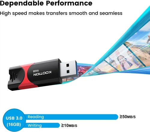 Miniatura 4 de Unidad flash USB 3.0 KOOTION 10 Pack 16GB 16G Unidad flash USB 3.0 retráctil con indicador LED de alta velocidad para almacenamiento y transferencia