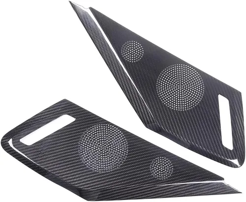 Miniatura 5 de Cubierta de altavoz de puerta lateral de automóvil compatible con Chevrolet Corvette C8 2LT 3LT 2020-2023 fibra de carbono real, 2 piezas, Negro