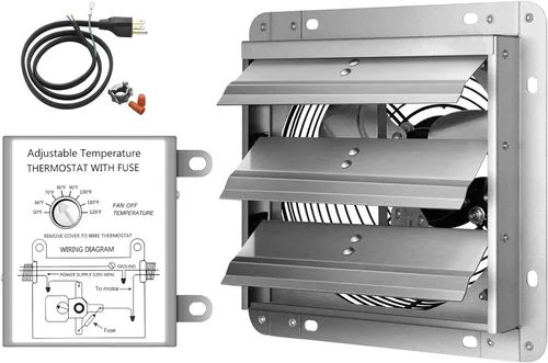 Miniatura 21 de iPower Ventilador de escape de obturador de 10 pulgadas de aluminio, alta velocidad 1650RPM, 820CFM, 1 paquete, plateado