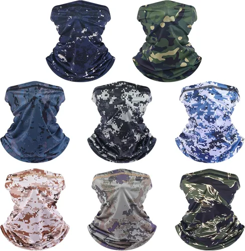 Miniatura 10 de SATINIOR 8 piezas de polaina de cuello de verano para hombre, pasamontañas, transpirable, máscara facial