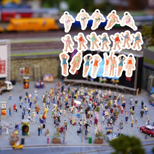Miniatura 6 de 1:75 Multicolor ABS sin pintar en miniatura Beach People Figures Mini People Pack de 20