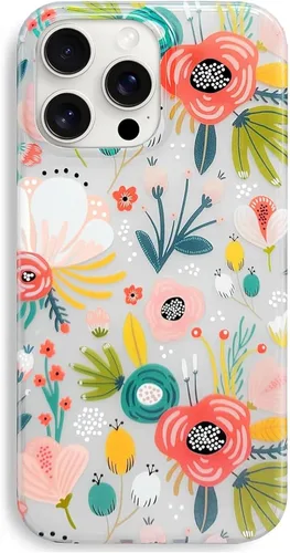 Miniatura 12 de J.west Funda de silicona protectora de silicona para iPhone 14 Pro de 6.1 pulgadas, diseño floral de TPU suave con ramos de flores de verano, Bouquet