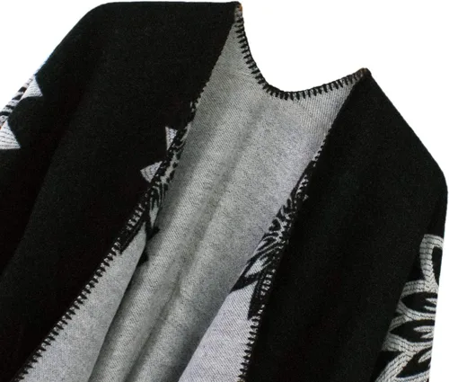 Miniatura 12 de Urban CoCo Poncho de colores para mujer, chal con frente abierto, color en bloques