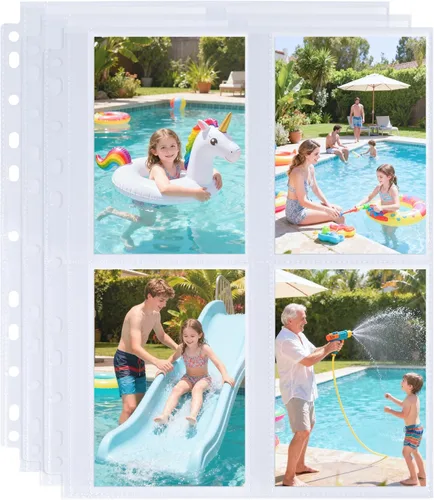 Miniatura 10 de Paquete de 30 páginas de repuesto para álbumes de fotos de 5 x 7 pulgadas para carpeta de 3 anillos, fundas de fotos ultra transparentes