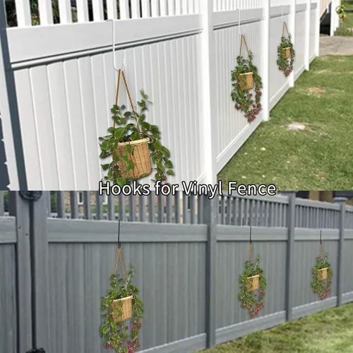 Miniatura 4 de Ganchos para valla de vinilo, paquete de 6 ganchos colgantes de pérgola de patio de 2 x 6 pulgadas, ganchos de acero con recubrimiento en polvo