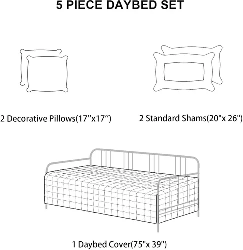 Miniatura 6 de Juego de Funda para Sofá Cama de 5 Piezas Juegos de Ropa de Cama para Sofá Cama Twin para Todas las Estaciones Edredón Ligero para Sofá Cama