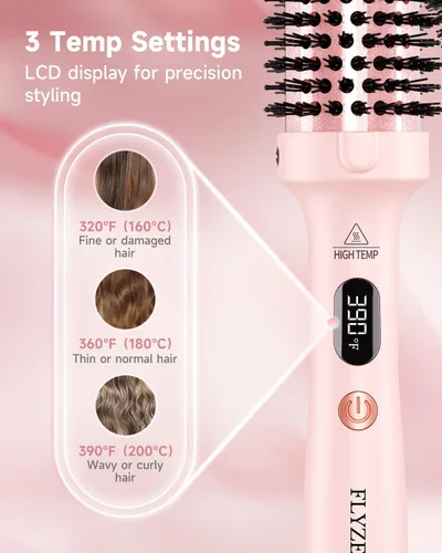 Miniatura 6 de Cepillo térmico redondo térmico de 1.5 pulgadas para cabello largo y seco, alisador con 3 ajustes de temperatura, cepillos de soplado para rizar