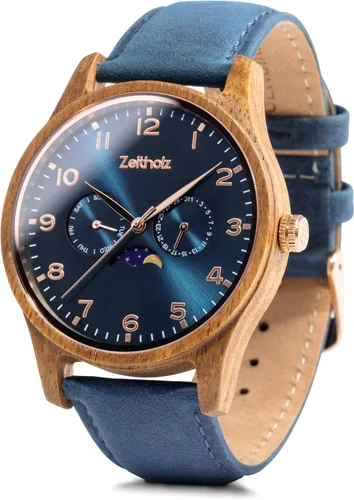 Miniatura 19 de Zeitholz Relojes de madera para hombre, reloj de madera, regalos, reloj analógico, nueva colección Klitten 1.654 in con movimiento de cuarzo japonés.