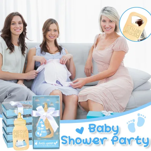 Miniatura 5 de 24 paquetes de abrebotellas Poppin para regalos de baby shower, regalos, decoraciones y recuerdos (azul, 24)