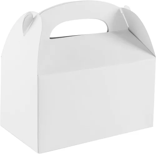 Super Z Outlet Cajas de cartón de papel de regalo de color blanco con asas, bolsas de dulces para artes y manualidades, picnic, recuerdos de fiesta