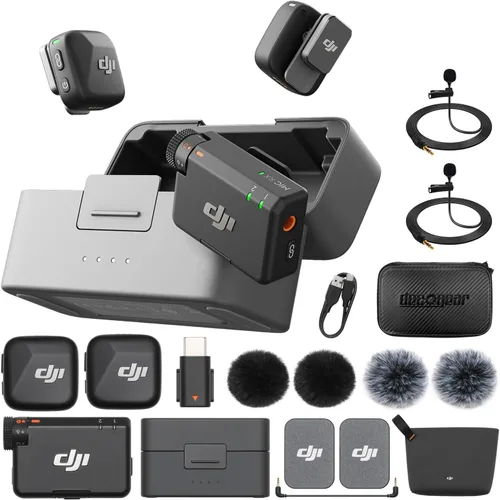 DJI Mic Mini (2 TX + 1 RX + Estuche de Carga) Micrófono Lavalier Inalámbrico, Ultraligero, Cancelación de Ruido, Hasta 48 Horas de Duración de