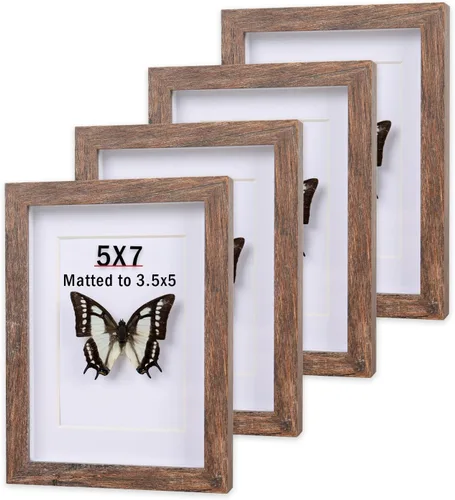 Miniatura 11 de Marco Shadow Box, juego de 4 portarretratos para pared, marcos de fotos rústicos de madera de granja con vidrio templado para galería de pared