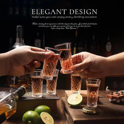 Miniatura 5 de Paquete de 6 vasos de chupito a granel con base pesada de 2 onzas pequeñas vasos de chupito para vodka, whisky, tequila, expreso, juego de licor