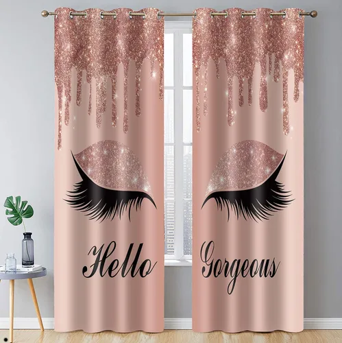 Miniatura 39 de Hello Gorgeous - Cortina de pestañas de unicornio, para oscurecer la habitación, con aislamiento térmico, con ojales, para decoración de dormitorio