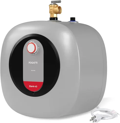 Miniatura 8 de Fogatti Mini calentador de agua eléctrico de 2.5 galones 1440 W, montaje en pared/piso, gris