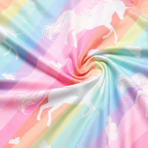 Miniatura 7 de Qpancy Vestidos a juego para muñecas y niñas, trajes de unicornio de manga larga, ropa de algodón