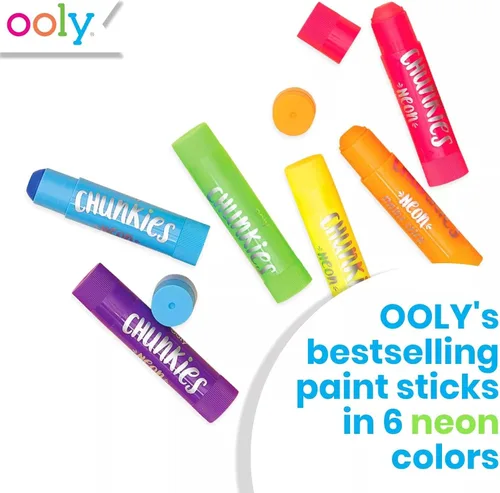 Miniatura 2 de Ooly Chunkies - Juego de 6 barras de pintura de neón para niños, juego de palitos de pintura de témpera de colores neón, sin ensuciar, suministros