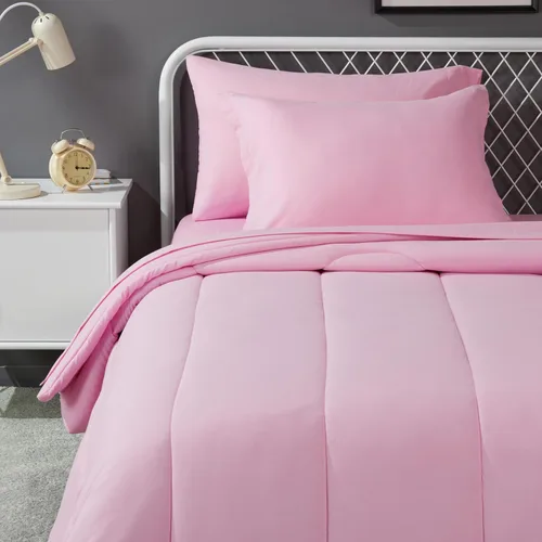 Miniatura 16 de Amazon Basics Juego de ropa de cama de microfibra de 5 piezas Bed-in-a-Bag para niños, individual, azul, sólido