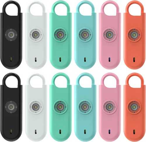 Miniatura 11 de Fauxomor Alarma de seguridad personal de 140 dB para mujeres, paquete de 12 llaveros de protección de alarma segura con luz estroboscópica con aviso