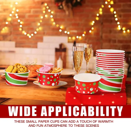 Miniatura 3 de Hotop Paquete de 72 unidades de tazas de aperitivos de Navidad de 16 onzas, tazas desechables para helado, tazas de papel para yogur, tazas