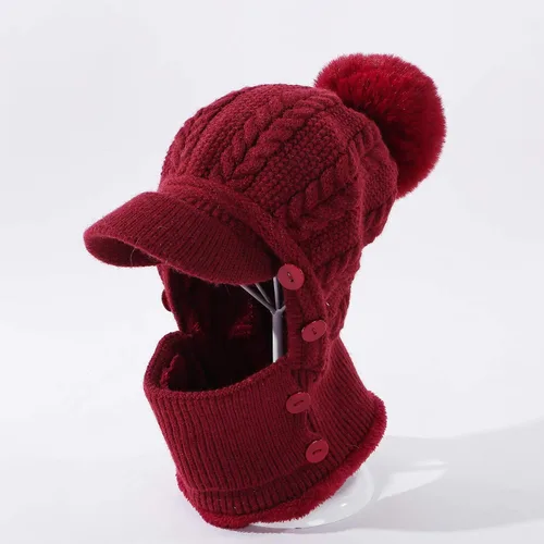 Miniatura 59 de HUAMULAN Gorro de invierno de una pieza para mujer, pasamontañas de forro polar, pasamontañas, máscara facial, bufanda, orejeras, esquí, nieve