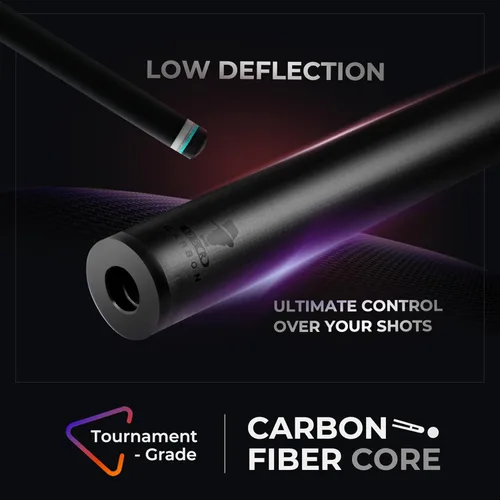 Miniatura 2 de Taco de billar de fibra de carbono con estuche, 2 piezas de 58 pulgadas, taco profesional de baja deflexión para billar, eje de fibra de carbono Pro