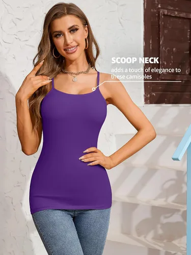 Miniatura 42 de Camisa Attraco de algodón, con tirantes estilo espagueti, con brasier incorporado, 2 paquetes, para mujer