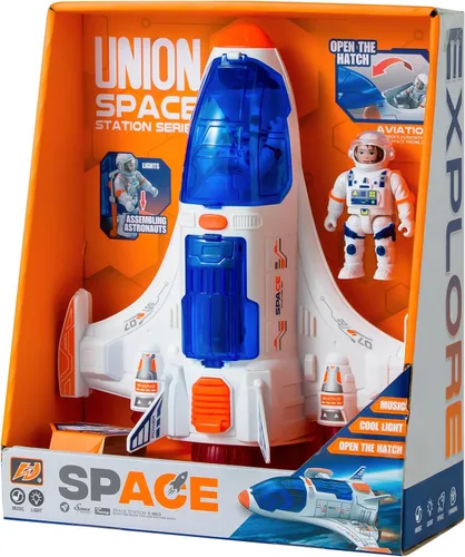 Wbzle Juguete de Transbordador Espacial con Figura de Astronauta - Juguetes Espaciales con Luces y Sonido - Juguete de Nave Cohete para Niños de 3-5