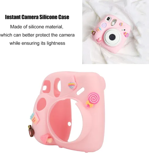 Miniatura 2 de Funda para cámara instantánea, funda ligera con correa para el hombro, funda protectora de silicona suave adecuada para Instax Mini 7 Plus (postre)