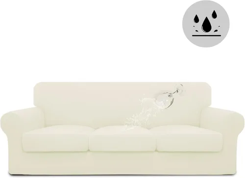 Miniatura 71 de Easy-Going Funda de sofá 100% impermeable doble de 3 piezas, elástica, suave, para perros, para sofá de 2 cojines separados, protector de muebles a