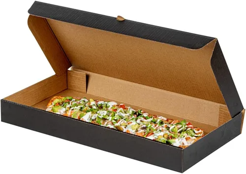 Miniatura 25 de Restaurantware Caja de pizza pequeña de 50 unidades, 14 x 7 x 1.5 pulgadas, caja rectangular para llevar papel corrugado para alimentos calientes