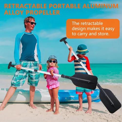 Miniatura 2 de Remo plegable telescópico para lancha antideslizante de plástico de aluminio, paquete de 2 flotadores de tubos pequeños, remos y accesorios de barco