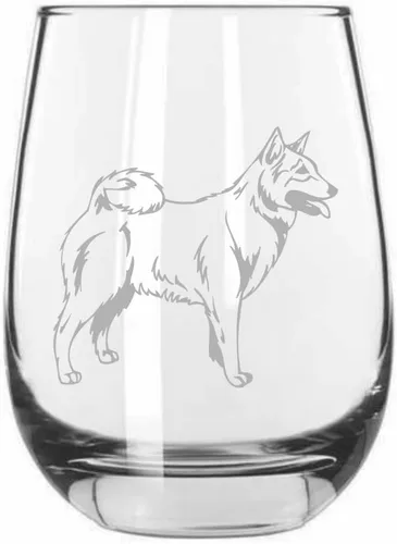 Miniatura 325 de Sakhalin Husky Dog - Copa de vino grabada personalizada de 15.25 onzas sin tallo