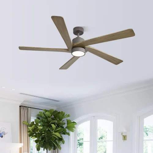 Miniatura 9 de WINGBO - Ventilador de techo DC de 64 pulgadas con luces y control remoto, 5 aspas reversibles de madera tallada, motor DC silencioso de 6 Grafito