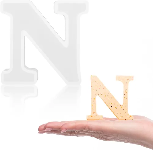 Miniatura 10 de Gartful Moldes de letras de resina, molde de resina epoxi del alfabeto mayúscula B, moldes de silicona 3D gruesos para hacer letras, arte