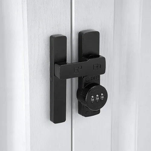INIRET Paquete de 2 cerraduras negras para puerta de granero de 180 grados, cerradura mecánica de contraseña, pestillo abatible con combinación, 180