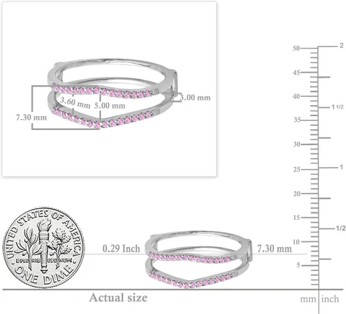 Miniatura 2 de Dazzlingrock Collection Round Gemstone or Diamond Wedding Enhancer Guard Ring for Women in 14K Solid White Gold