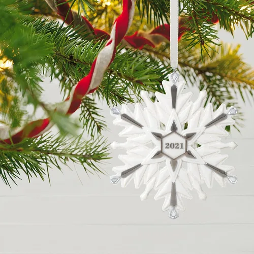 Miniatura 6 de Hallmark Keepsake Adorno de Navidad, año 2021, 2021 copo de nieve, porcelana
