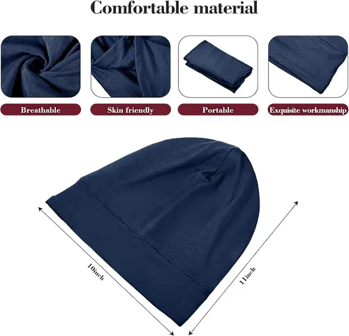 Miniatura 4 de 4 Pieces Satin Lined Beanie Cap Satin Sleep Lined Hat Slouchy Beanie Hat Night Silk Hair Cap for Women Men