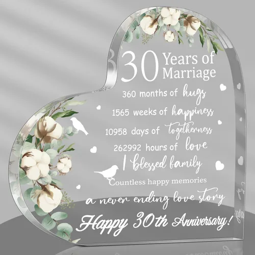 Miniatura 15 de Regalo de boda para ella años de matrimonio, regalo de feliz aniversario para mujer, corazón acrílico, recuerdo de matrimonio para esposa, marido