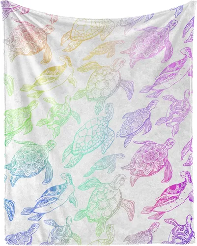 Manta de tortuga marina, suave, mullida y cálida, manta pequeña de 30 x 40 pulgadas para sofá, oficina, bonita manta rosa para niños