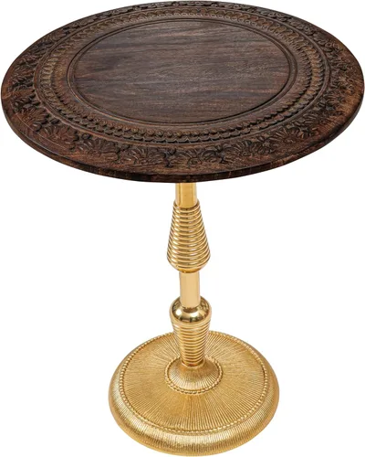 Miniatura 15 de Mesa de café de madera, mesa auxiliar con pilar individual, mesa pequeña, mesita de noche, mesa lateral, mesa de cabecera, mesa lateral de sala