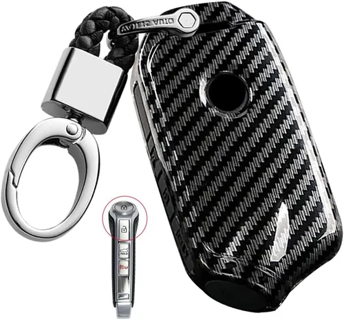 ontto Funda para llavero de automóvil con patrón de carbono para Kia Stinger GT K9 K900 Sportage R Stinger Cerato Sorento 2018 en adelante